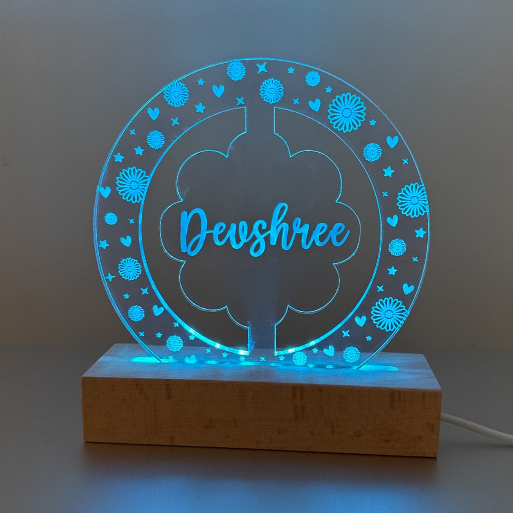 Personalised Daisy Pattern Acrylic LED Night Light