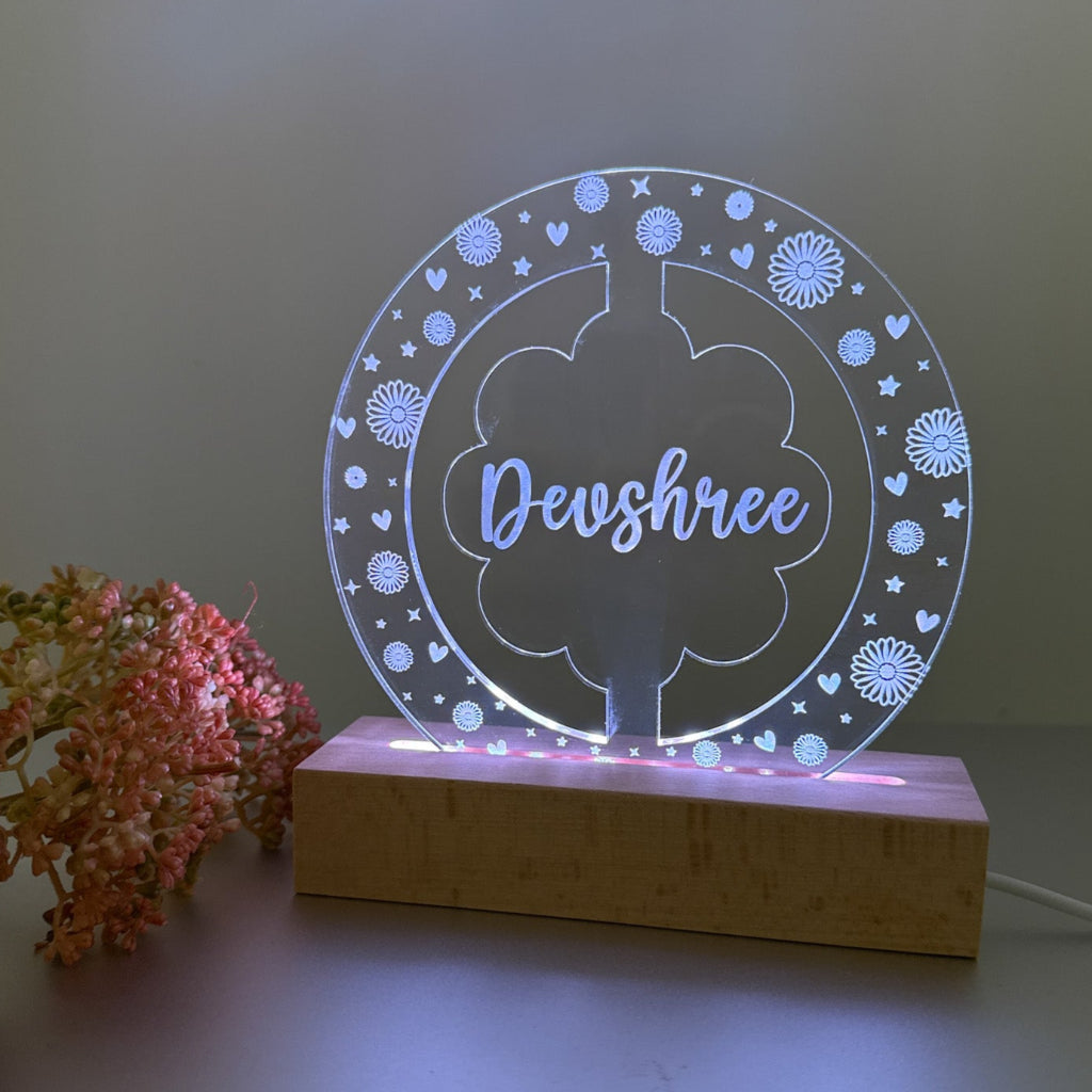 Personalised Daisy Pattern Acrylic LED Night Light