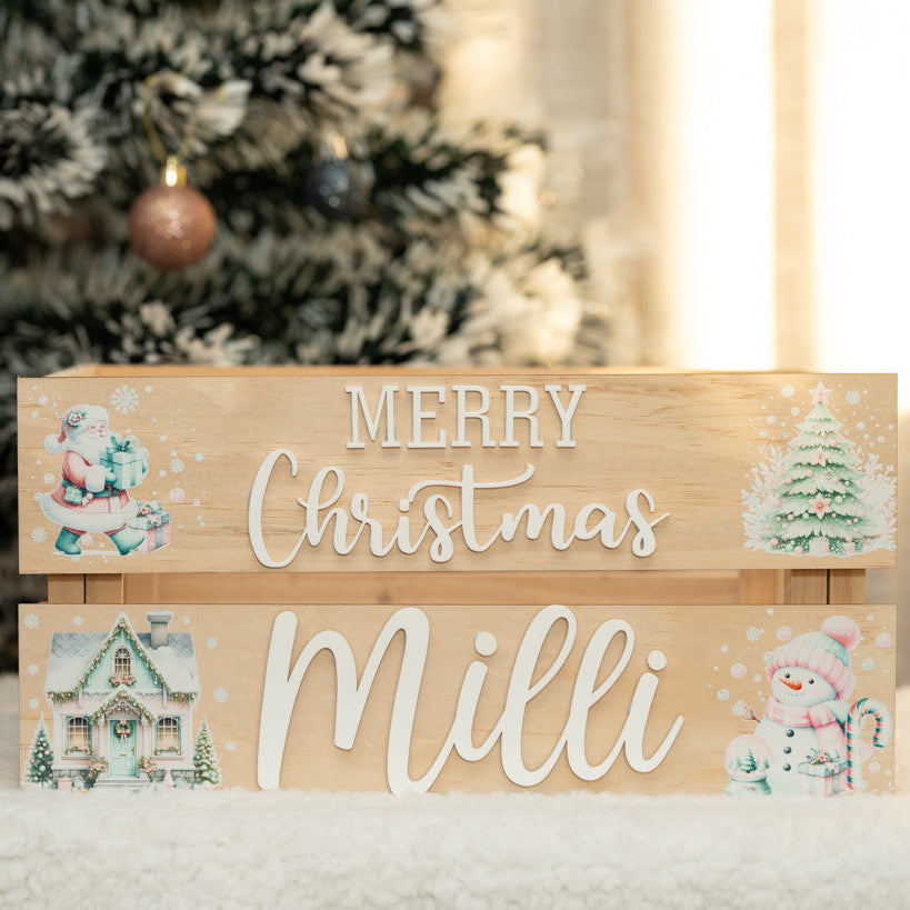 Personalised Christmas Crates Mint Green