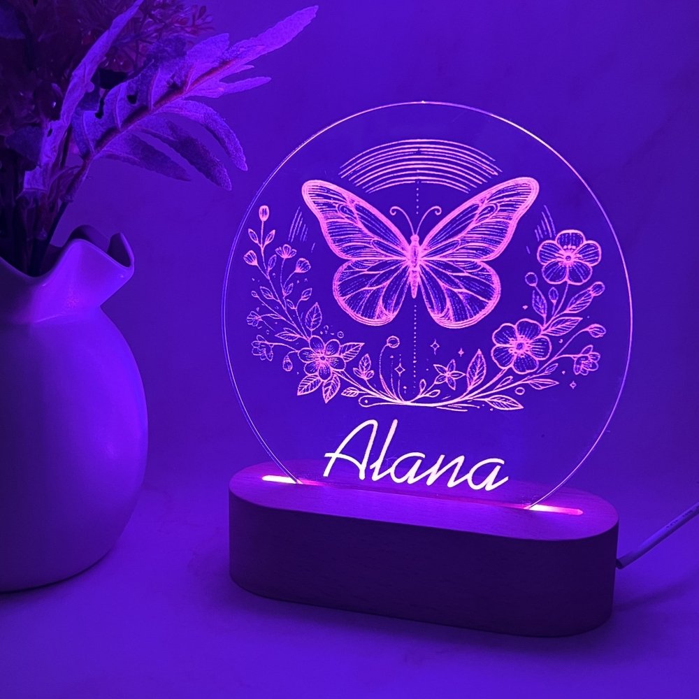 Personalised Butterfly with Flower Night Light - KnK krafts