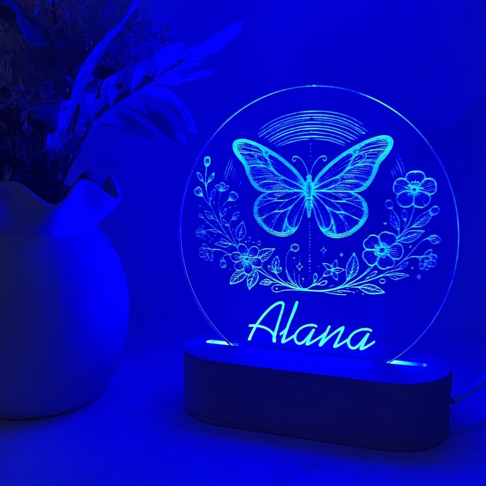 Personalised Butterfly with Flower Night Light - KnK krafts