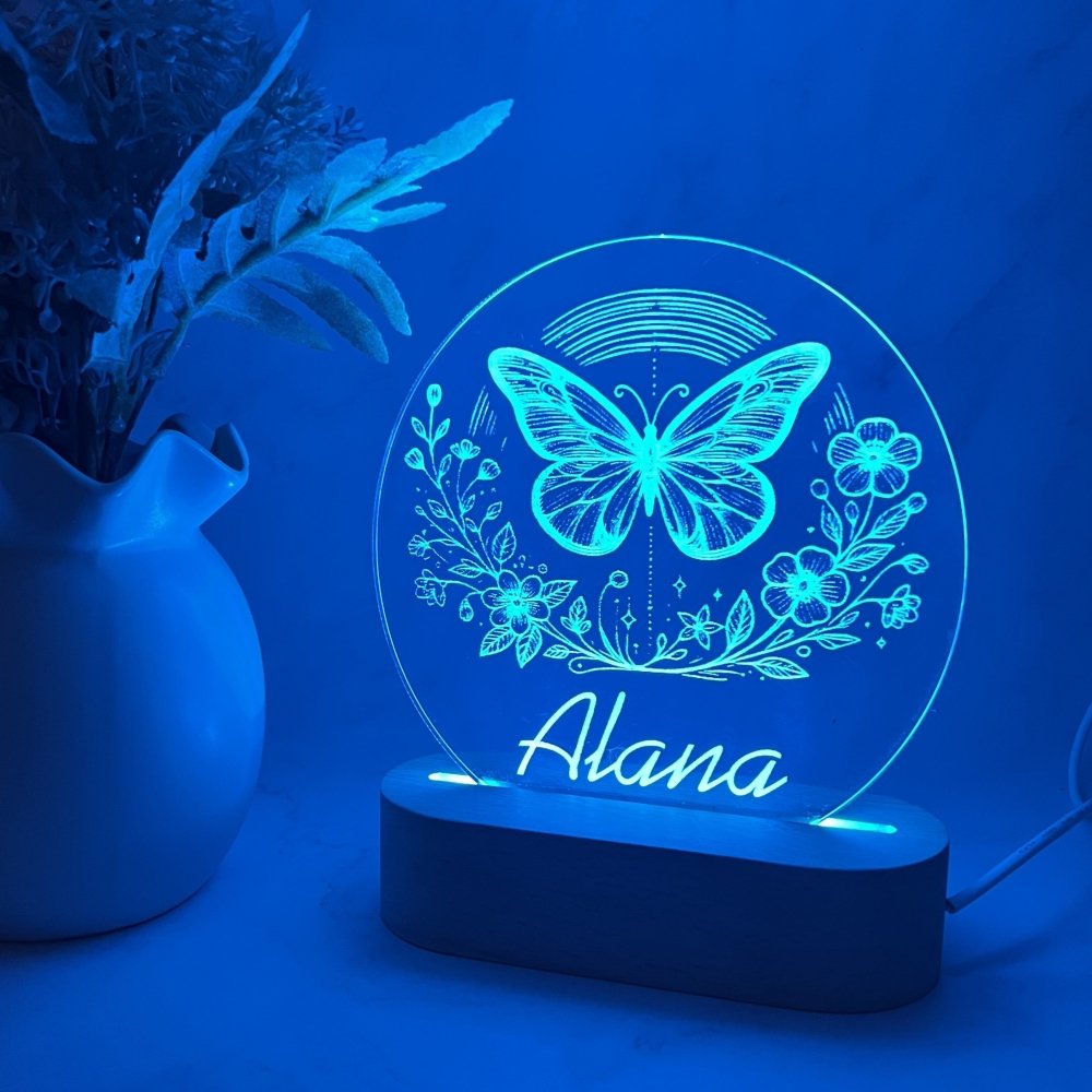 Personalised Butterfly with Flower Night Light - KnK krafts