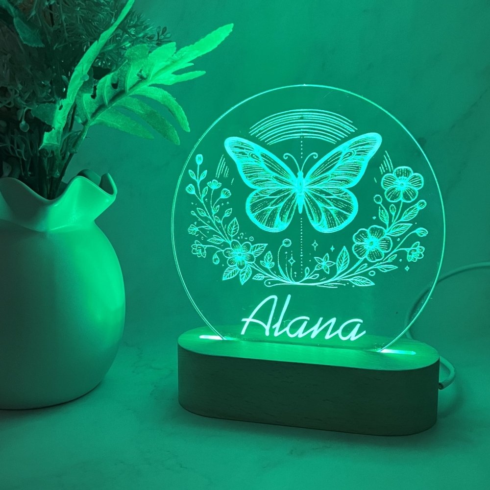 Personalised Butterfly with Flower Night Light - KnK krafts