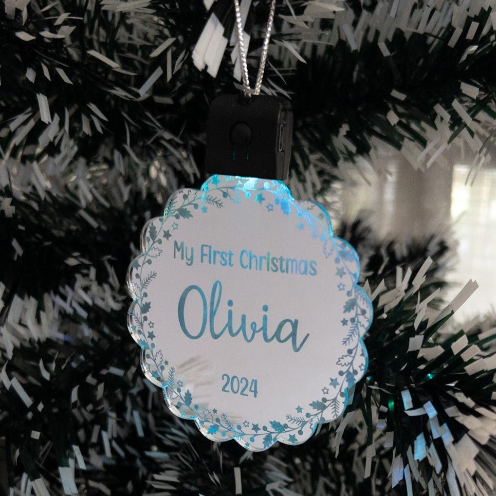 Personalised Led Light Mirrored Acrylic Ornament. - KnK krafts