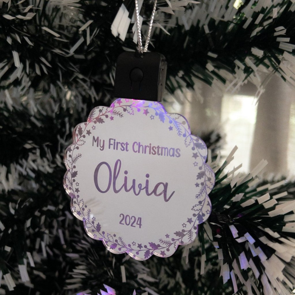 Personalised Led Light Mirrored Acrylic Ornament. - KnK krafts