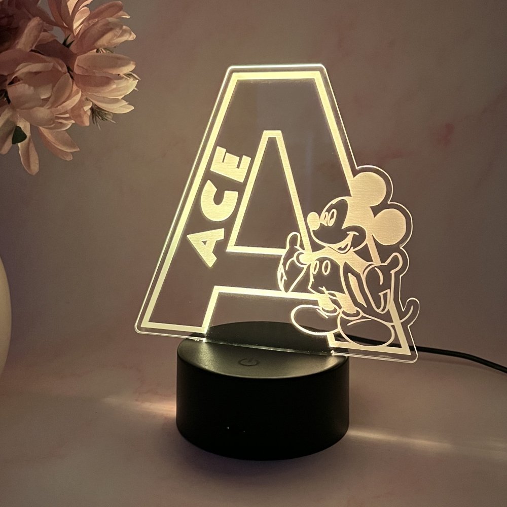 Personalised Monogram Mickey Led Night Light - KnK krafts