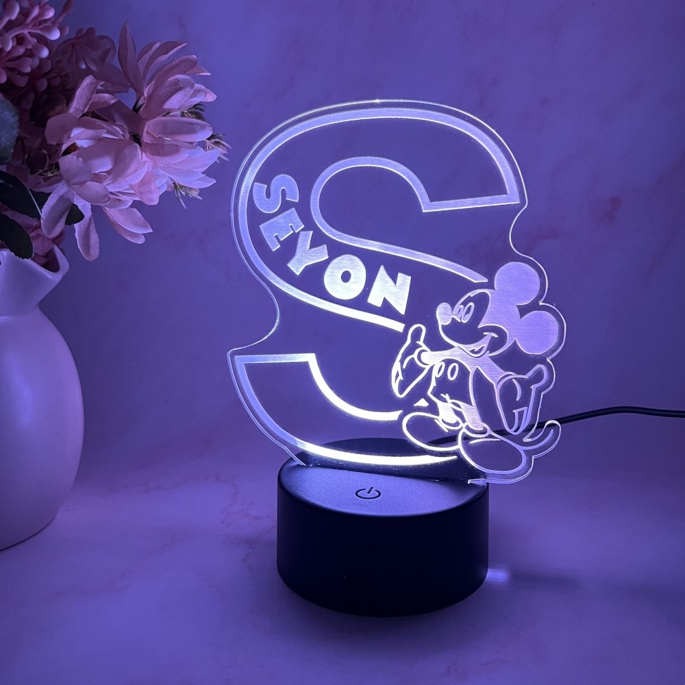 Personalised Monogram Mickey Led Night Light - KnK krafts