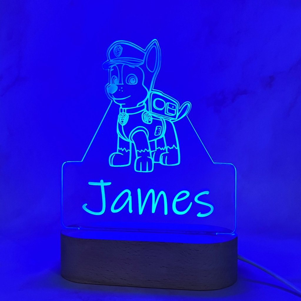 Personalised Paw Patrols Chase Led Night Light - KnK krafts