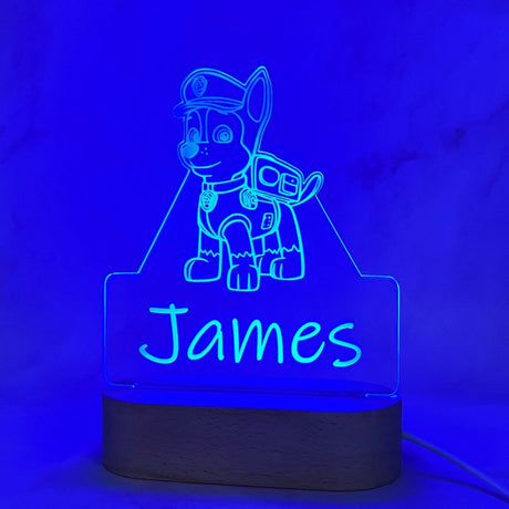 Personalised Paw Patrols Chase Led Night Light - KnK krafts