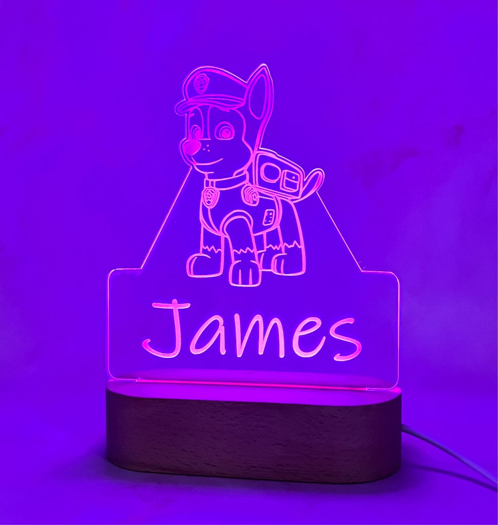 Personalised Paw Patrols Chase Led Night Light - KnK krafts