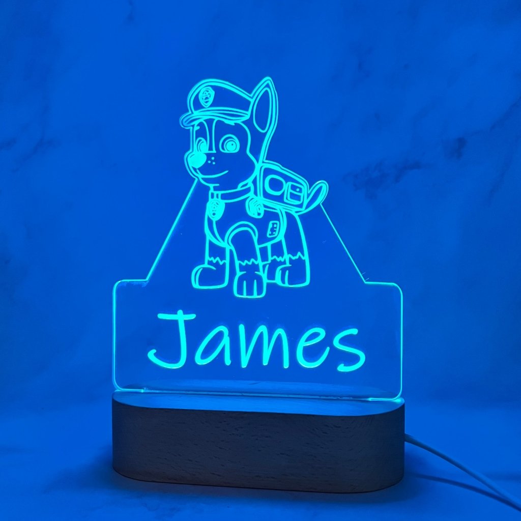 Personalised Paw Patrols Chase Led Night Light - KnK krafts