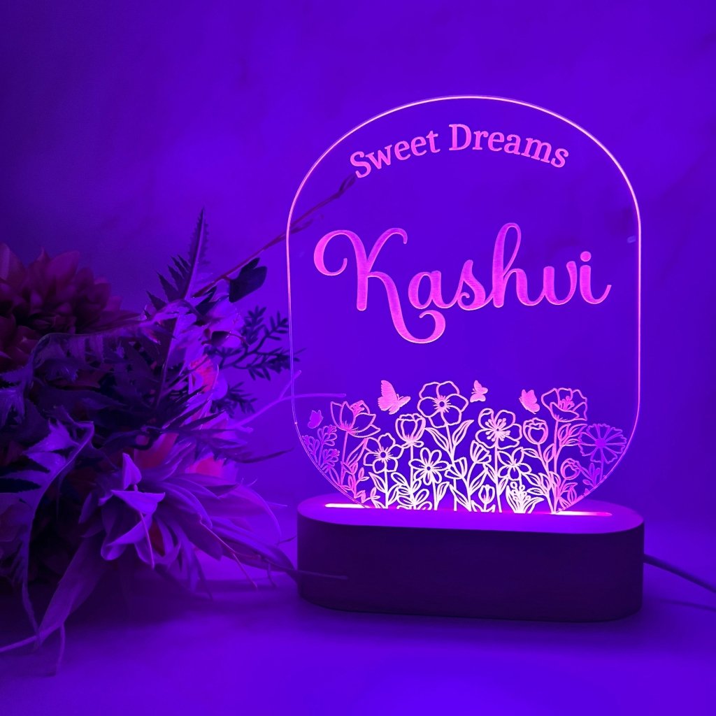 Personalised Wild Flower Night Light - KnK krafts
