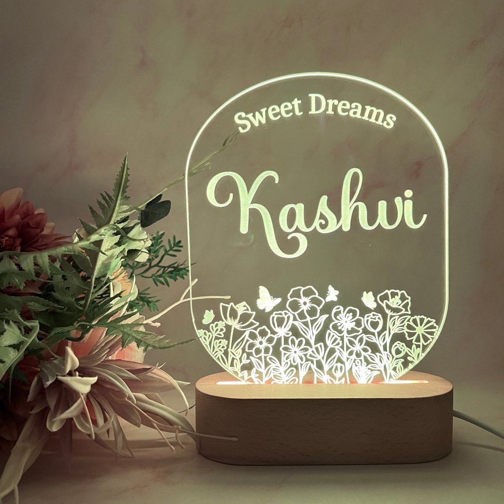 Personalised Wild Flower Night Light - KnK krafts