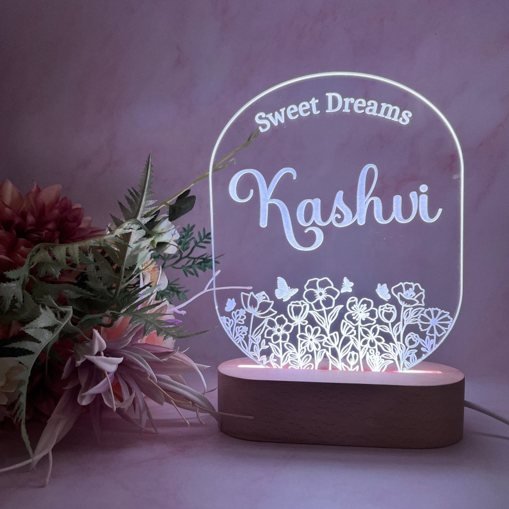 Personalised Wild Flower Night Light - KnK krafts