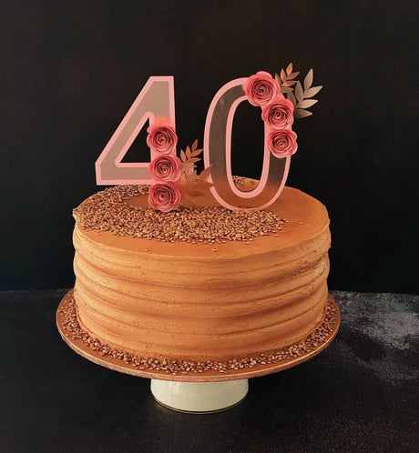 Age Cake Topper with Handmade Flowers - KnK krafts