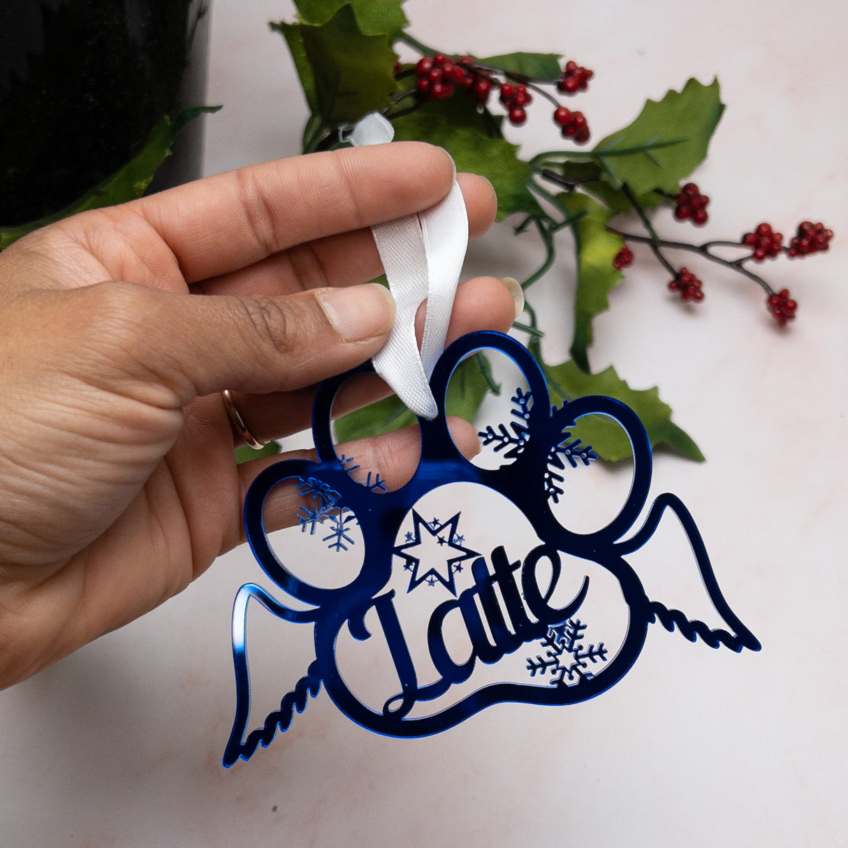 Personalised Pet Angels Christmas Ornaments/Baubles-Blue acrylic - KnK krafts