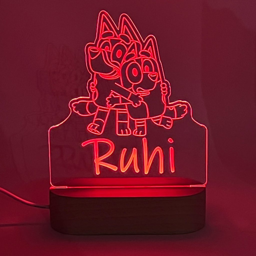 Personalised Bluey and Bingo Led Night Light - KnK krafts
