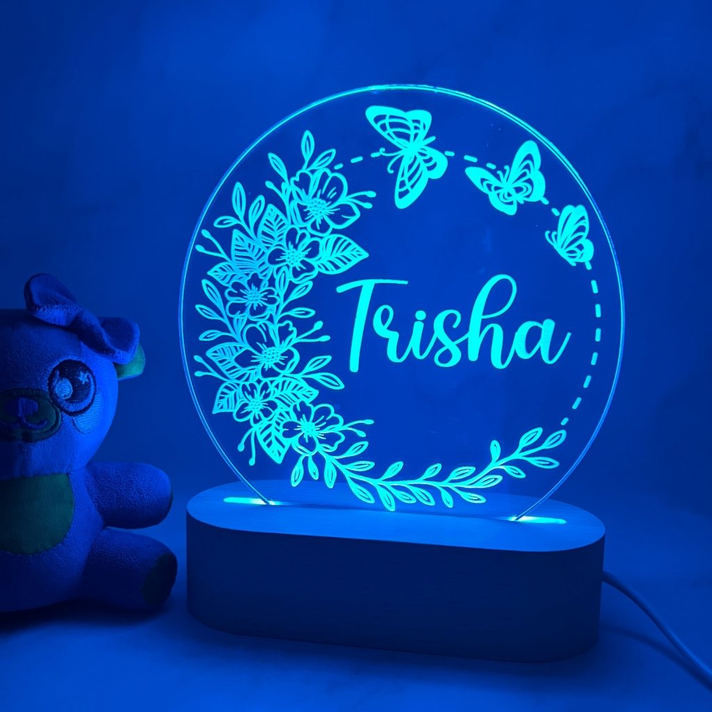 Personalised Butterfly Wreath Led Night Light - KnK krafts