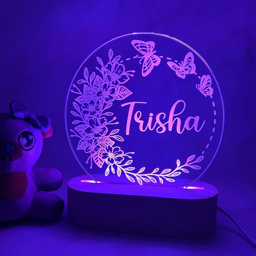 Personalised Butterfly Wreath Led Night Light - KnK krafts