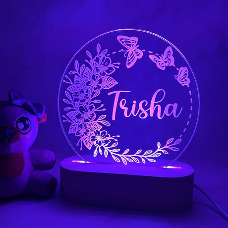 Personalised Butterfly Wreath Led Night Light - KnK krafts