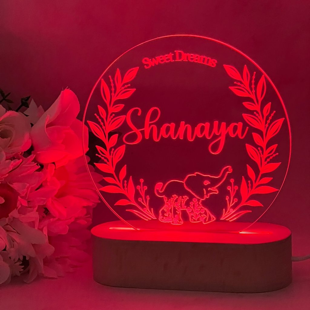 Personalised Elephant Wreath Led Night Light - KnK krafts