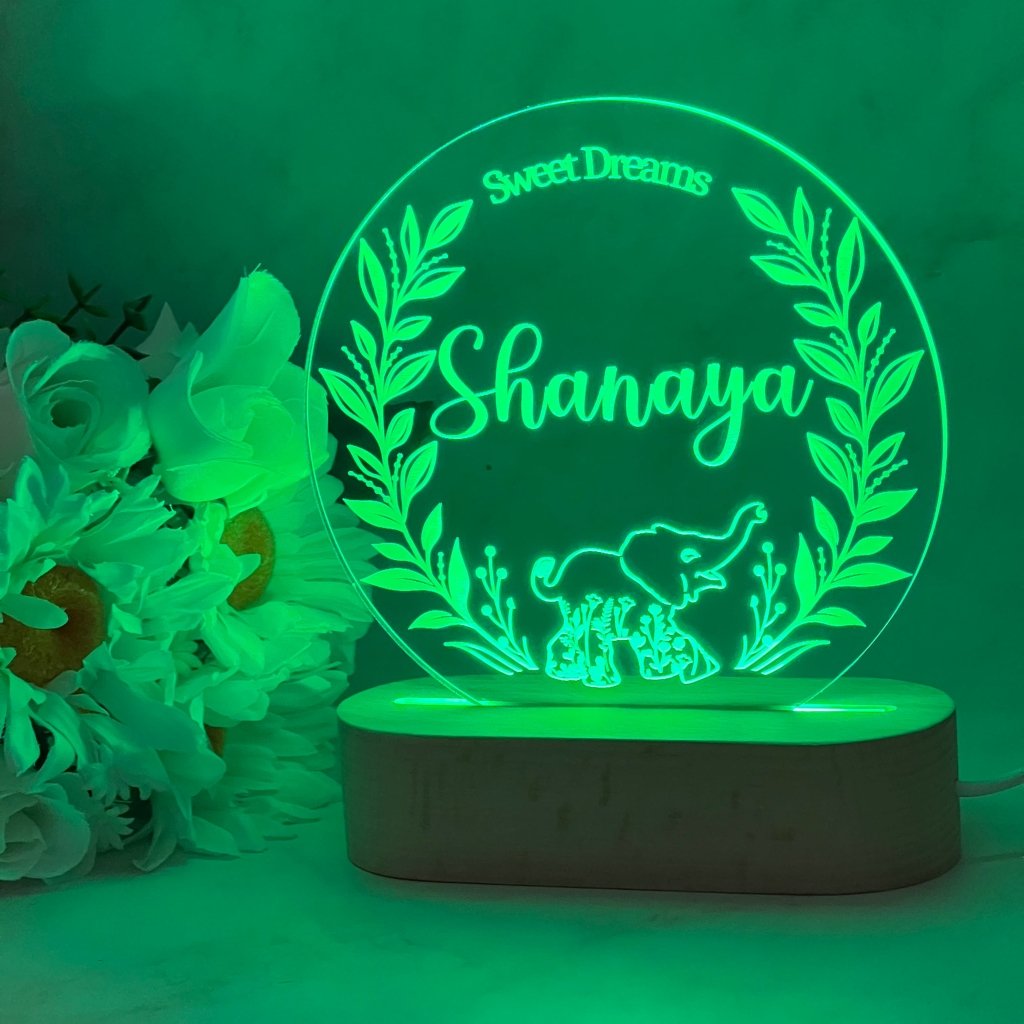 Personalised Elephant Wreath Led Night Light - KnK krafts