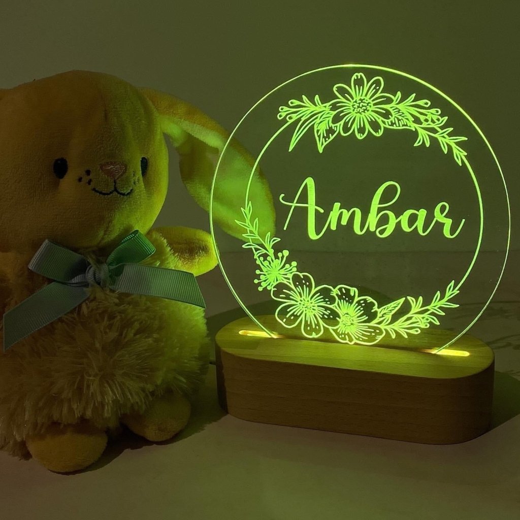 Personalised Floral Led Night Light - KnK krafts