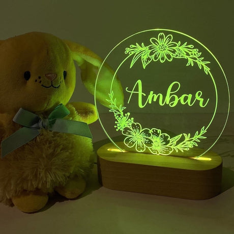 Personalised Floral Led Night Light - KnK krafts