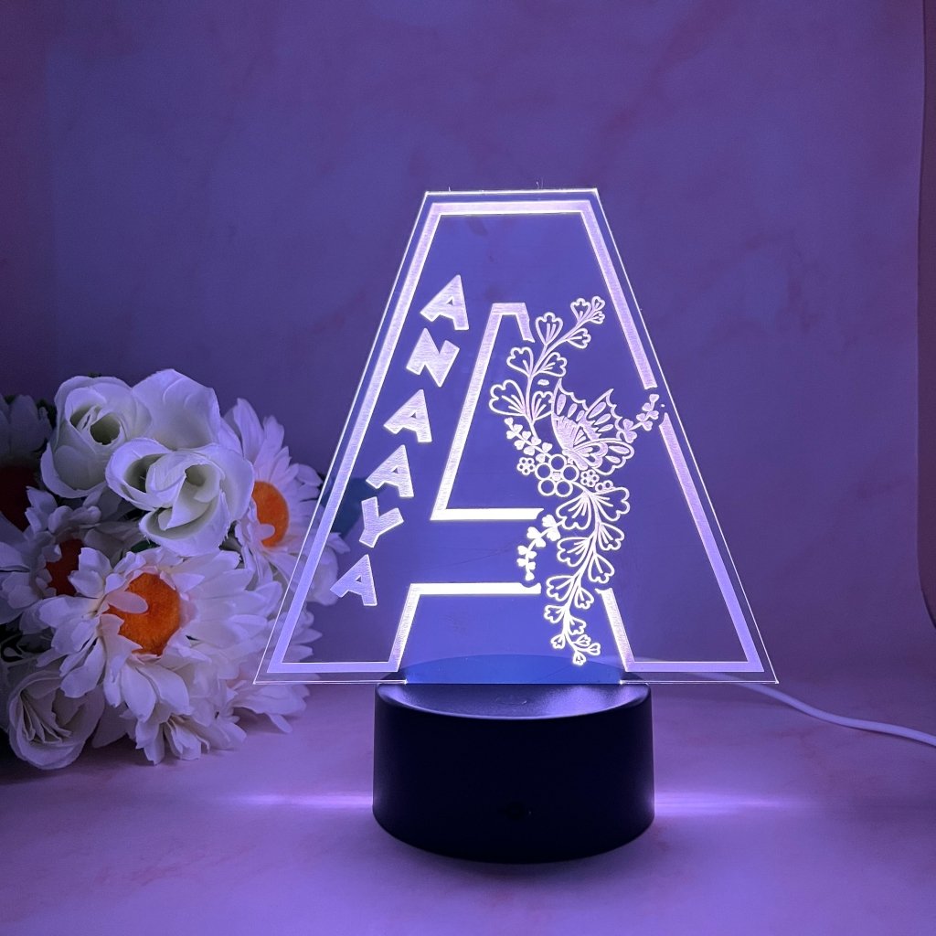 Personalised Monogram Butterfly Led Night Light - KnK krafts