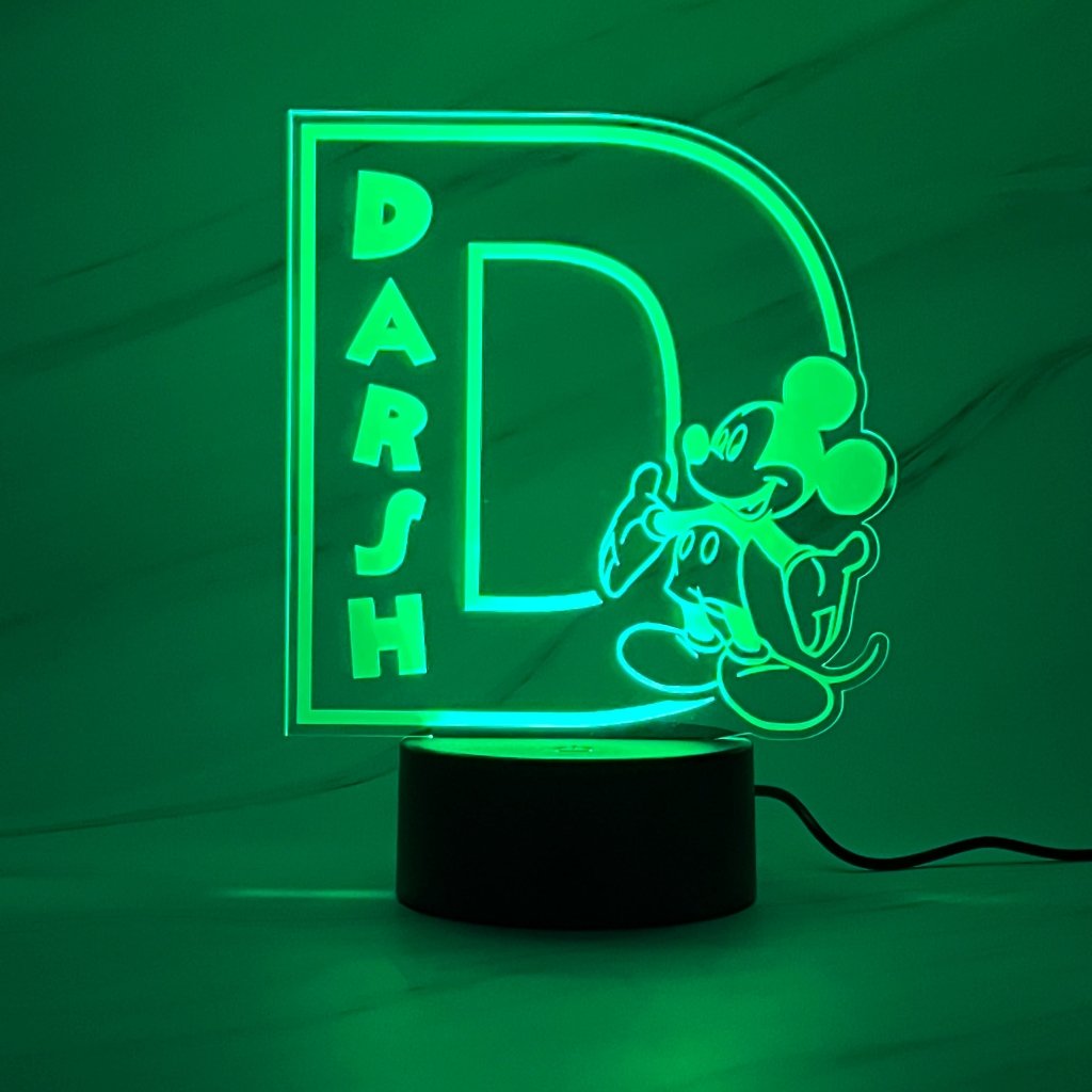 Personalised Monogram Mickey Led Night Light - KnK krafts