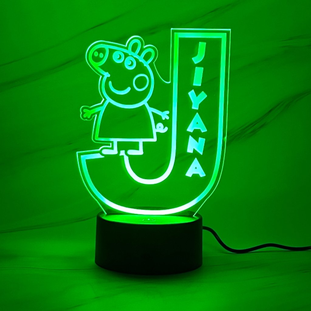 Personalised Monogram Peppa Led Night Light - KnK krafts