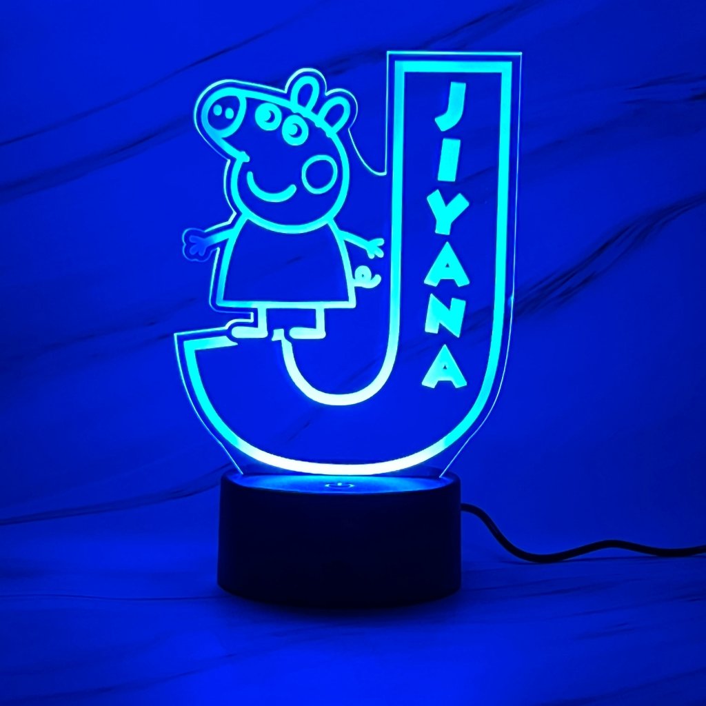 Personalised Monogram Peppa Led Night Light - KnK krafts