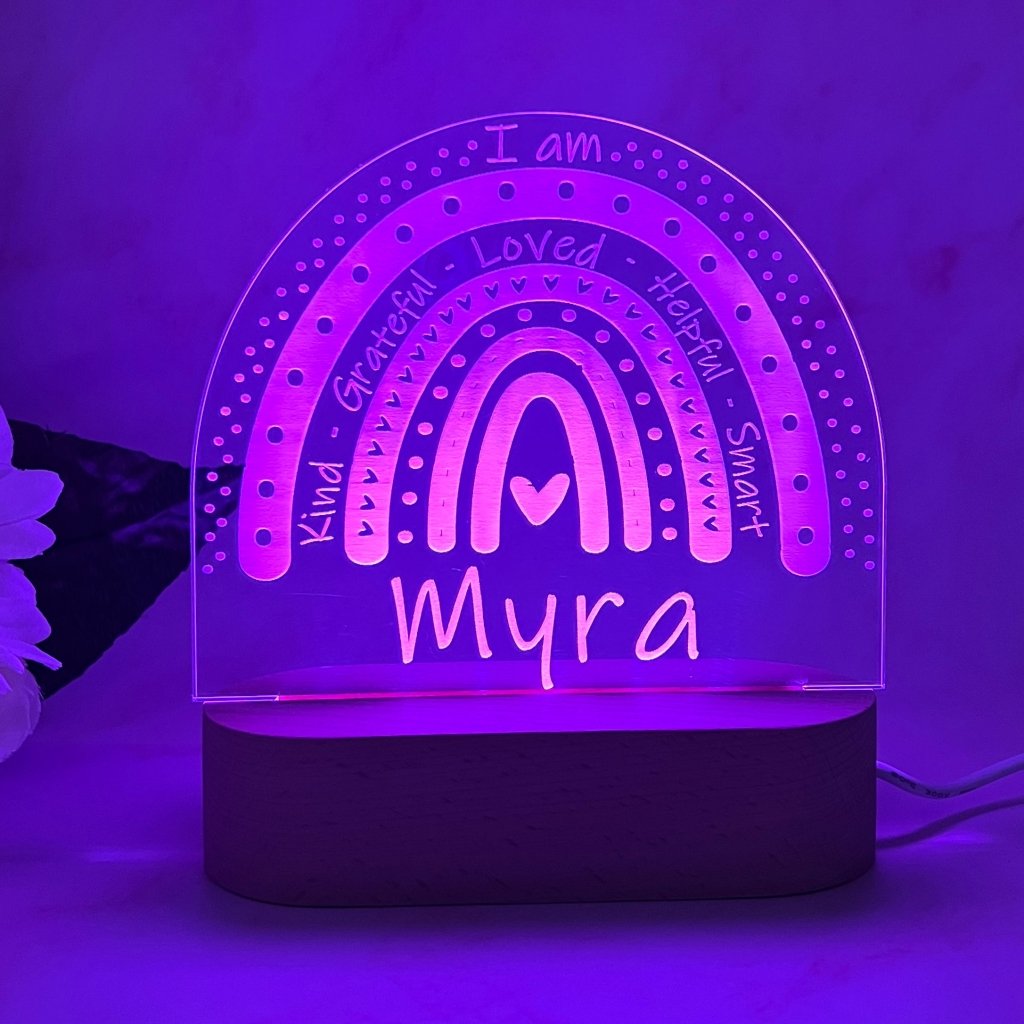Personalised Motivational Rainbow Led Night Light - KnK krafts