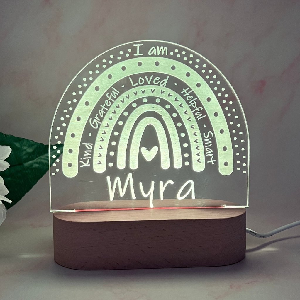 Personalised Motivational Rainbow Led Night Light - KnK krafts