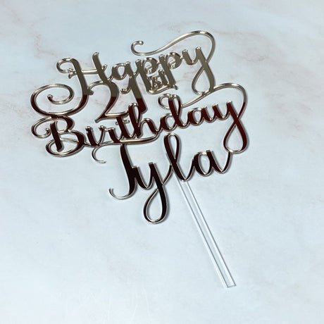 Twenty One Cake Topper With Swirls - KnK krafts