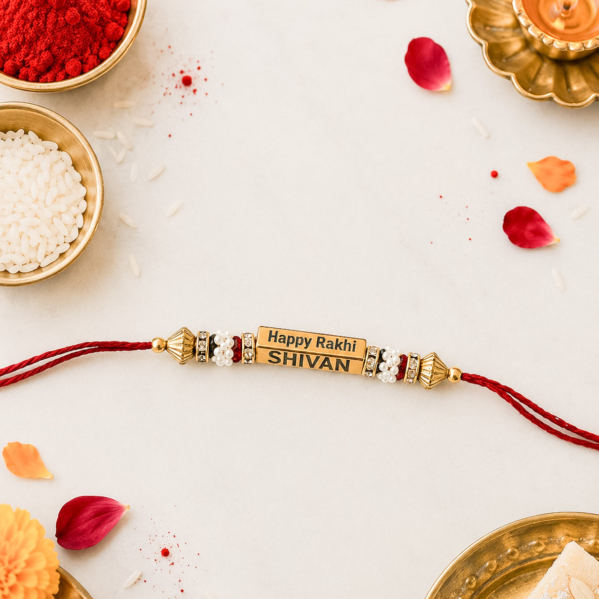 Personalised Stainless Steel Happy Rakhi with Name
