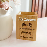 Bamboo Teacher Pencil Holder Engraved