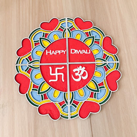 Floral Rangoli Template (4-Piece Design)