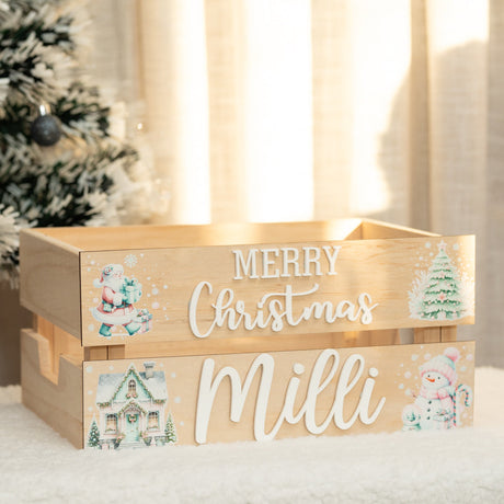 Personalised Christmas Crates Mint Green