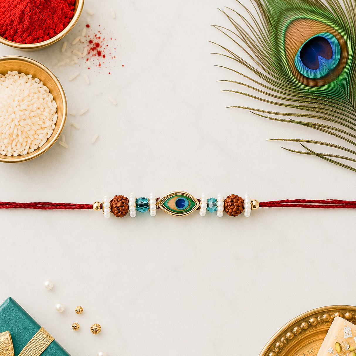 Peacock Evil Eye Rakhi