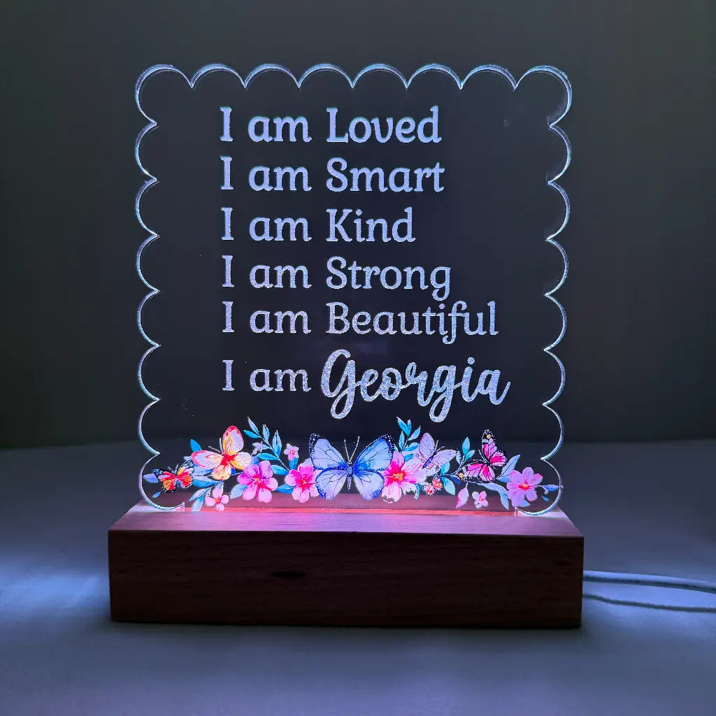 Floral Butterfly Affirmations LED Night Light