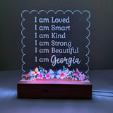 Floral Butterfly Affirmations LED Night Light