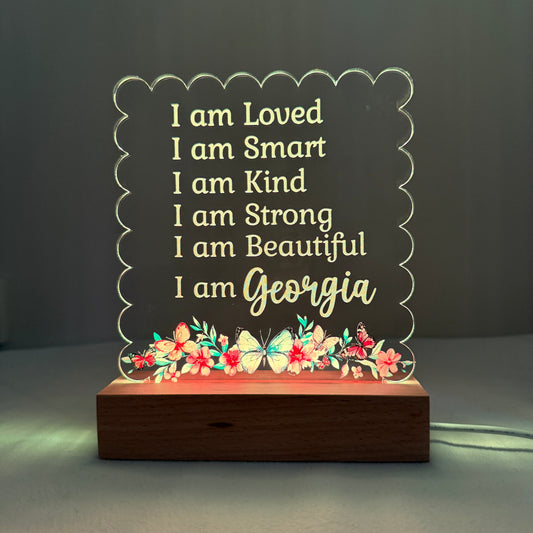 Floral Butterfly Affirmations LED Night Light