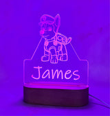 Personalised Paw Patrols Chase Led Night Light - KnK krafts