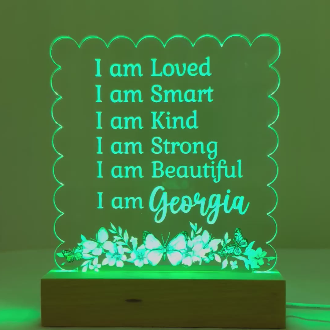 Floral Butterfly Affirmations LED Night Light