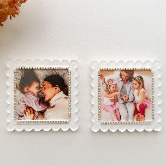 Scalloped Personalised Photo Fridge Magnets Set of 2 - KnK krafts