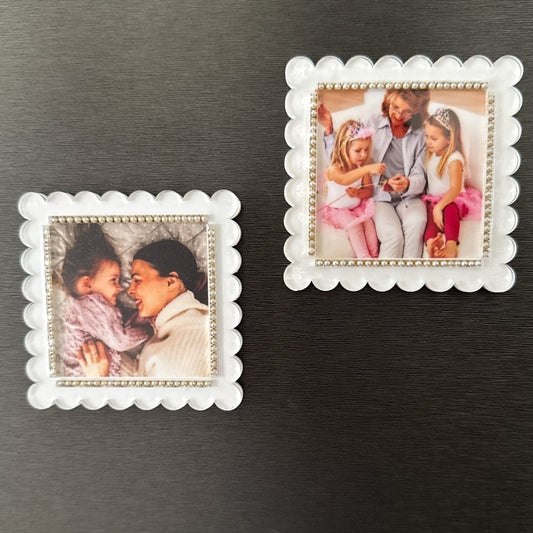 Scalloped Personalised Photo Fridge Magnets Set of 2 - KnK krafts