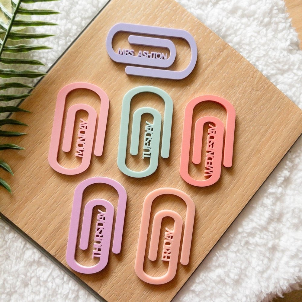 Weekly Acrylic Paper Clips - Set of 6 - KnK krafts