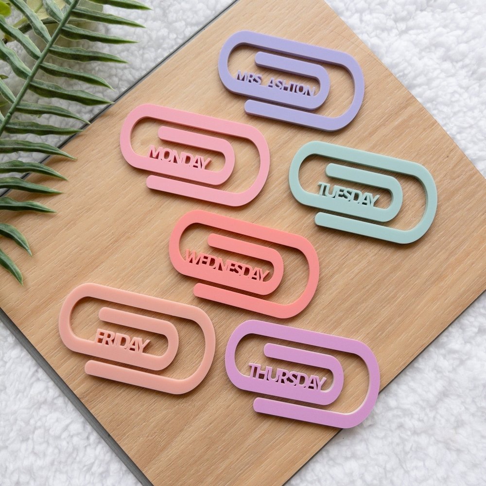 Capgras Paperclip Weekly Acrylic Paper Clips - Set of 6 – KnK krafts
