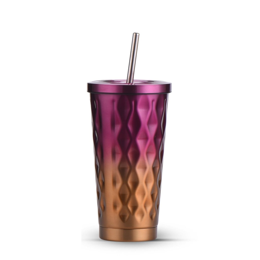 Metallic Double Wall Tumblers With Straw And Lid - KnK krafts